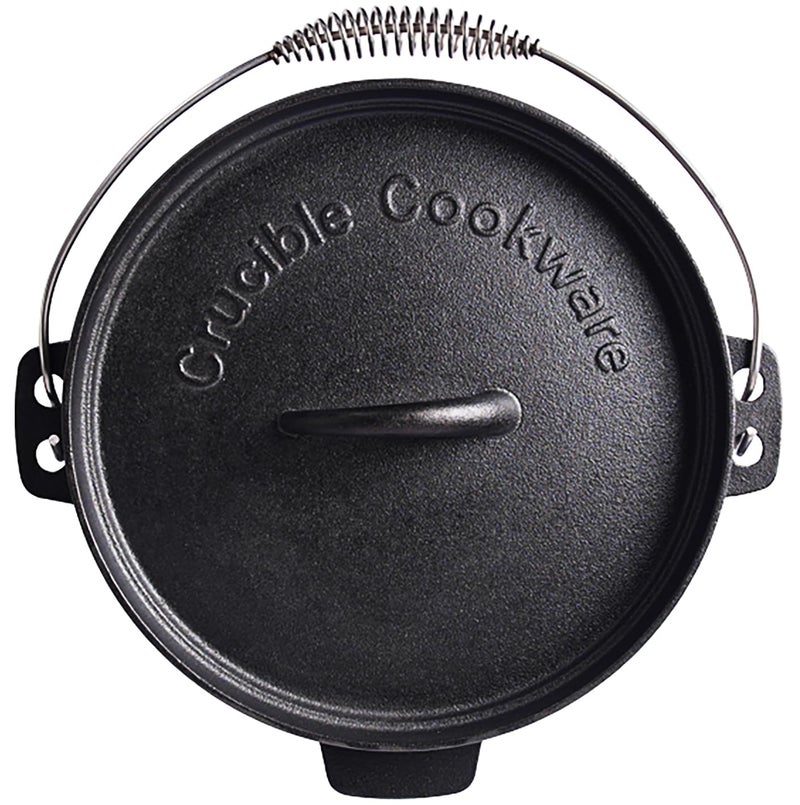 Crucible Cookware Pre-Seasoned Cast Iron Camp Dutch Oven, 4.1 qt, including Lid Lifter, Lid Stand and Silicone Handle Holders - Image 2